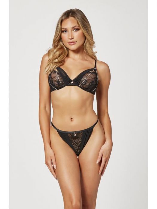 Two Piece Mesh and Rhinestone Bra And Panty Set - Femplay - Sexy Lingerie  Online