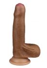 Nature Cock - Dual-layered Uncircumcised Realistic Silicone Dildo (Brown)
