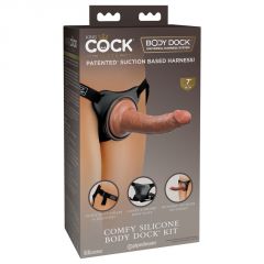King Cock Elite Comfy Silicone Body Dock Kit with 7 Inch Dildo Box